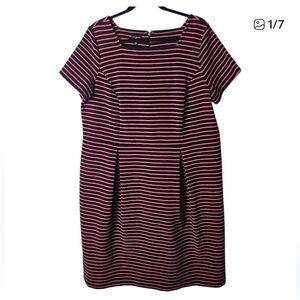 Talbots Pink and Navy Striped Dress 16 W